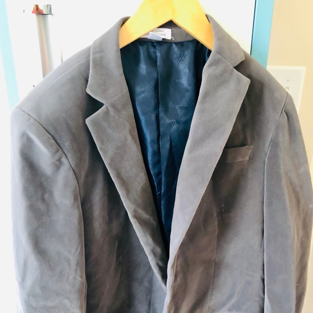 Boys Large Gray Velvet Blazer